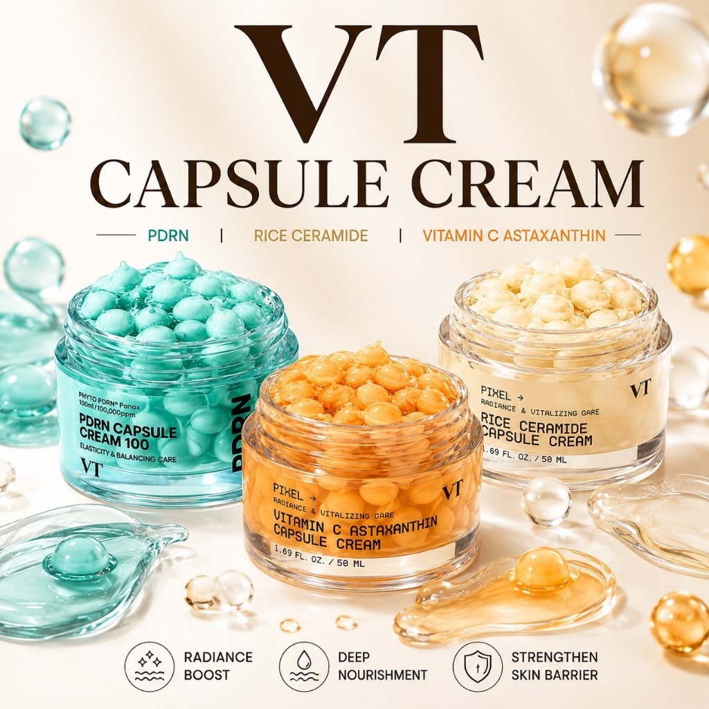 VT PDRN 100 Repair Capsule Cream / VT Rice Ceramide Capsule Cream / VT VC Astaxanthin Brightening Ca
