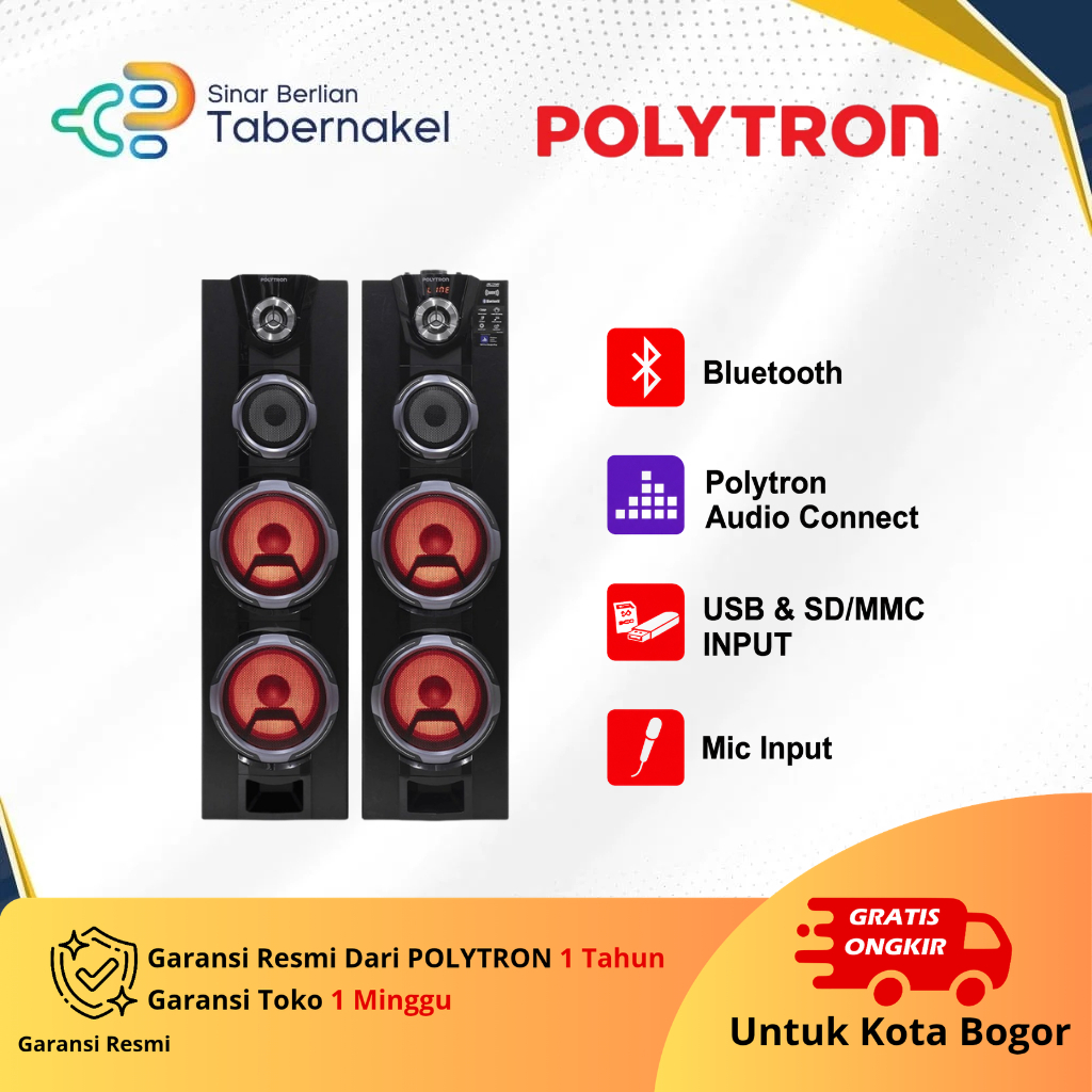 Speaker Portable Polytron PAS 8FF22 – Bluetooth, Baterai Rechargeable, USB, Radio FM, Karaoke, Garan