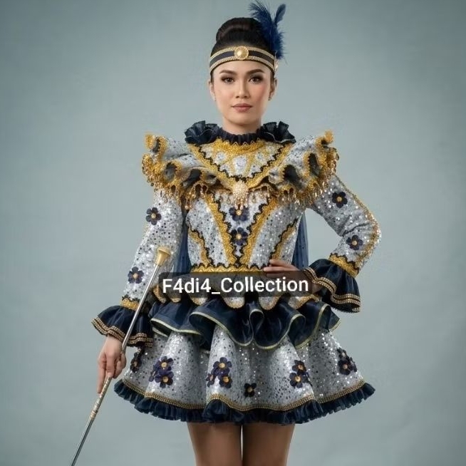 Baju Mayoret Terbaru/Baju Mayoret Geber Krinolin/Baju Mayoret Kain Tile Belakang/Baju Mayoret Silver