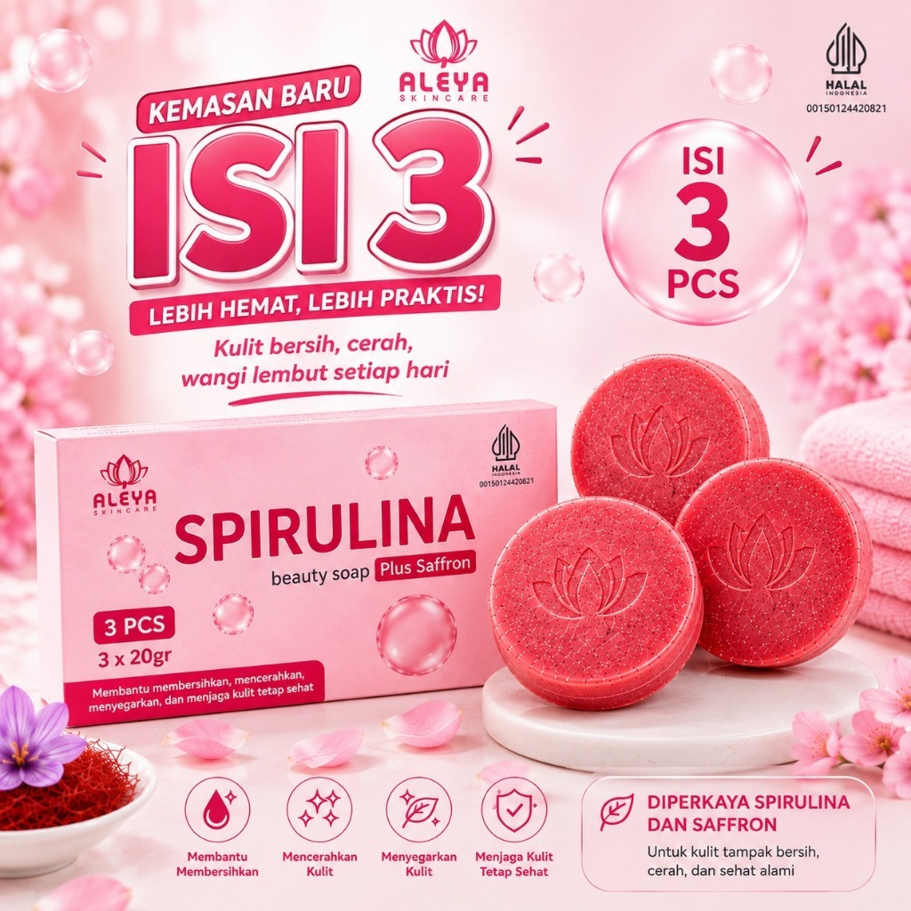 SABUN SAFRON SPIRULINA ALEYA BPOM | SABUN SAFFRON SPIRULINA ALEYA | SABUN WAJAH ALEYA | SABUN GLOWIN