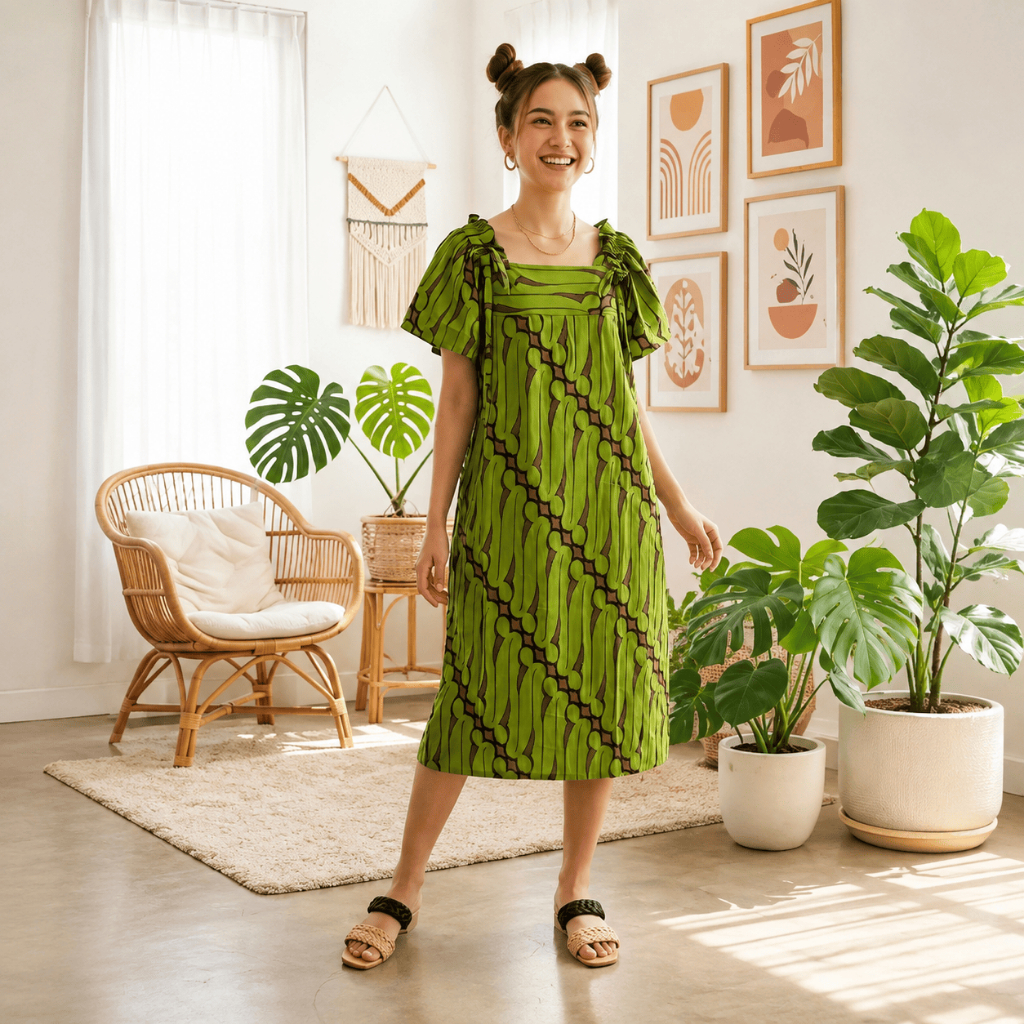 Daster Batik Katun Model Serut All Size-BATIK ROEBINI