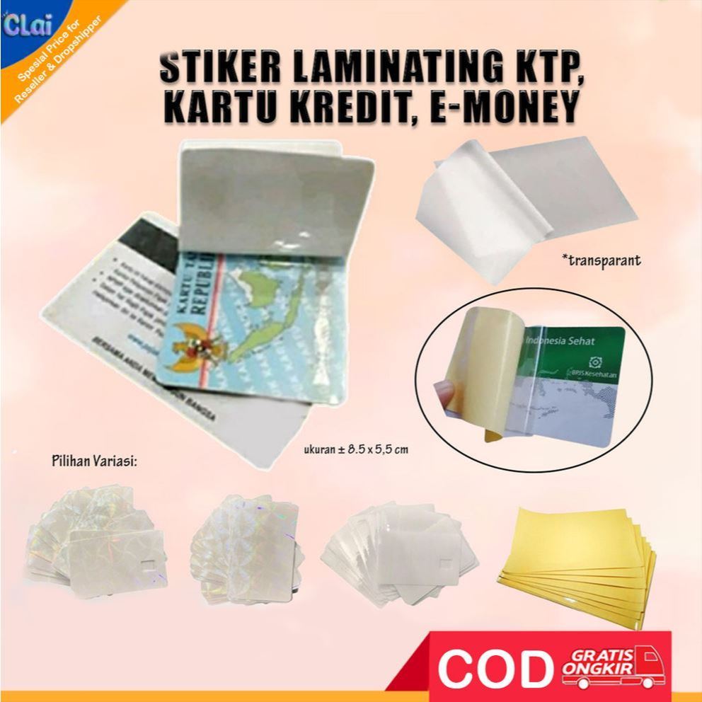 (clai) Stiker Anti Gores Laminating Hologram KTP SIM Kartu Kredit Credit Card ATM Lem Praktis Bisa p