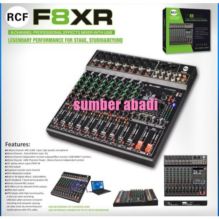 MIXER AUDIO RCF F8XR F 8 XR 8CH SOUNDCARD F 8XR EFFECT REVERB