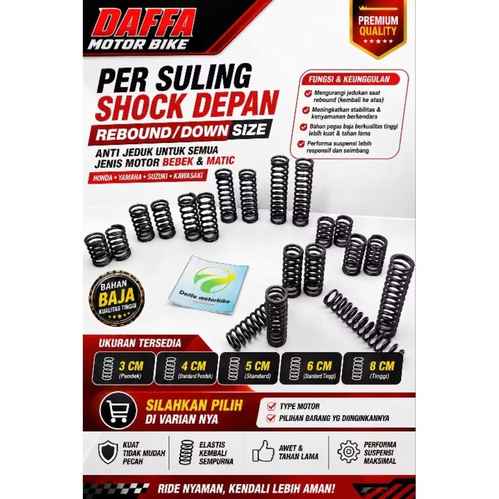per suling shock depan rebound/Downsize anti jeduk beat-vario-grand supra-mio-x-ride-mio j-mio3-Aero