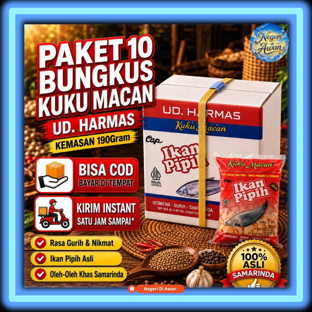Paket Isi 10 bungkus Kerupuk Kuku Macan Ikan Pipih UD Harmas 190gr - Oleh Oleh Khas Samarinda Kalima