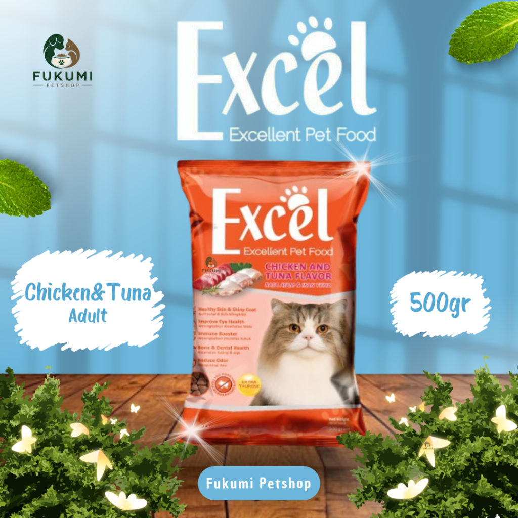 Makanan Kucing EXCEL Adult Chicken & Tuna 500gr Orange