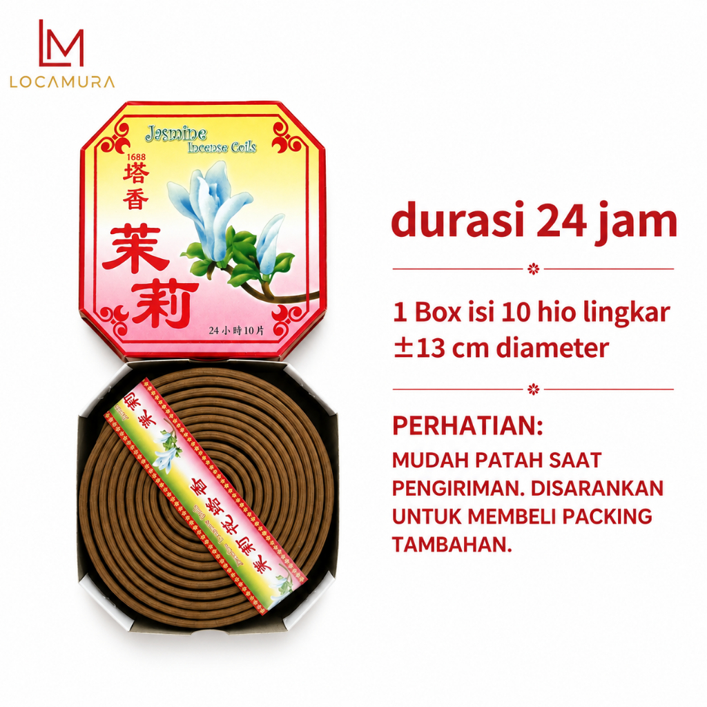Hio Dupa Sembahyang Lingkar JASMINE 1688 Lotus 24 Jam 13 cm Isi 10 Aromaterapi Altar Ibadah Doa Ritu