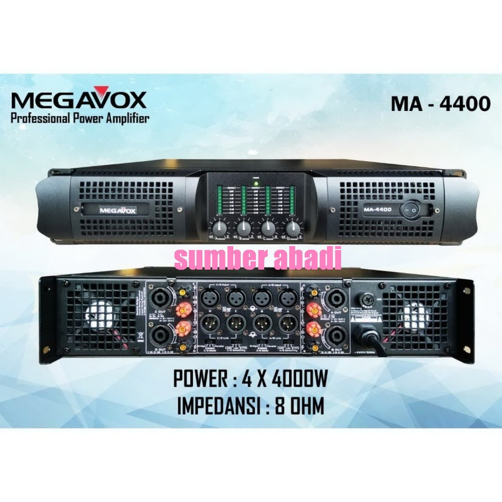 POWER MEGAVOX 4 CHANNEL MA4400 ORIGINAL DESIGNED IN USA MA 4400