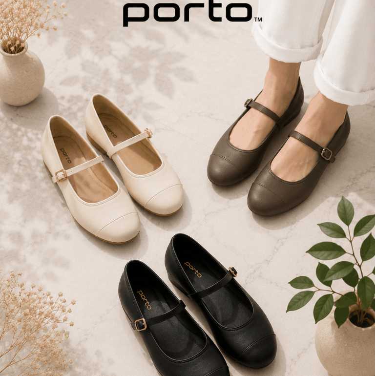 Porto Emily Flat Shoes Wanita – Sepatu  Strap Elegan | Anti Slip | Nyaman dipakai