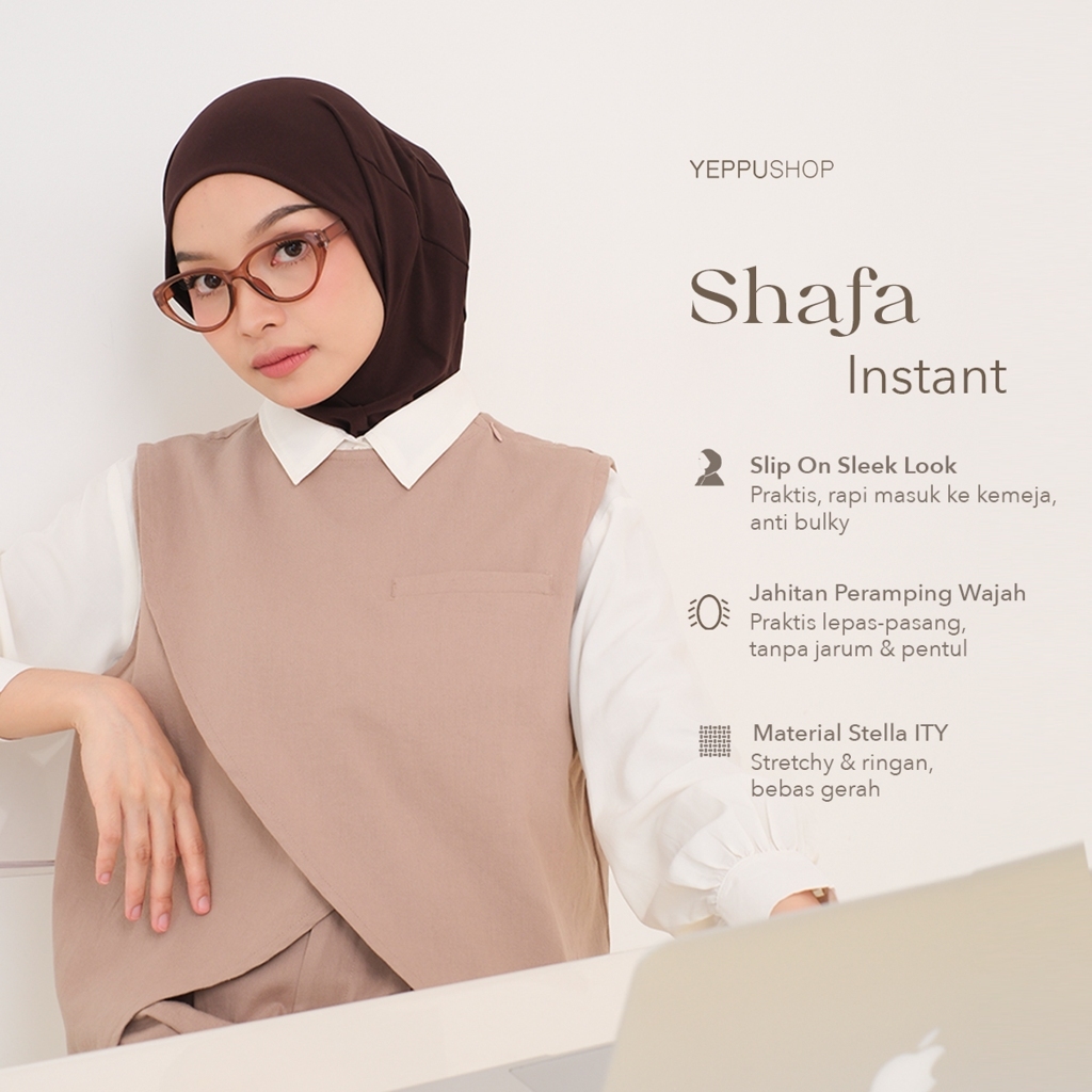 YEPPUSHOP - Shafa Instant | Basic Hijab Instant Simple Kemeja Style Nyaman for Daily Mahogany Outfit