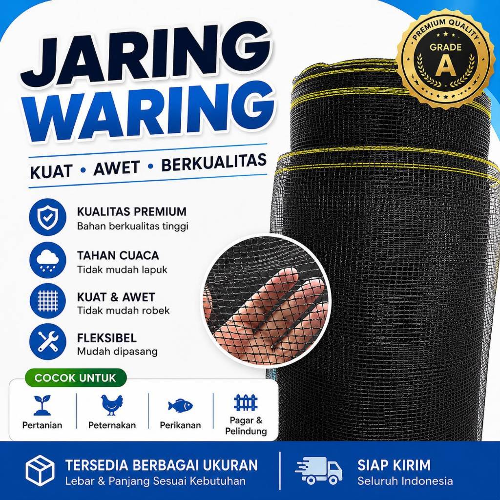 Waring Jaring Hitam 1,2 Meter - Tahan Cuaca, Anti UV, Multifungsi