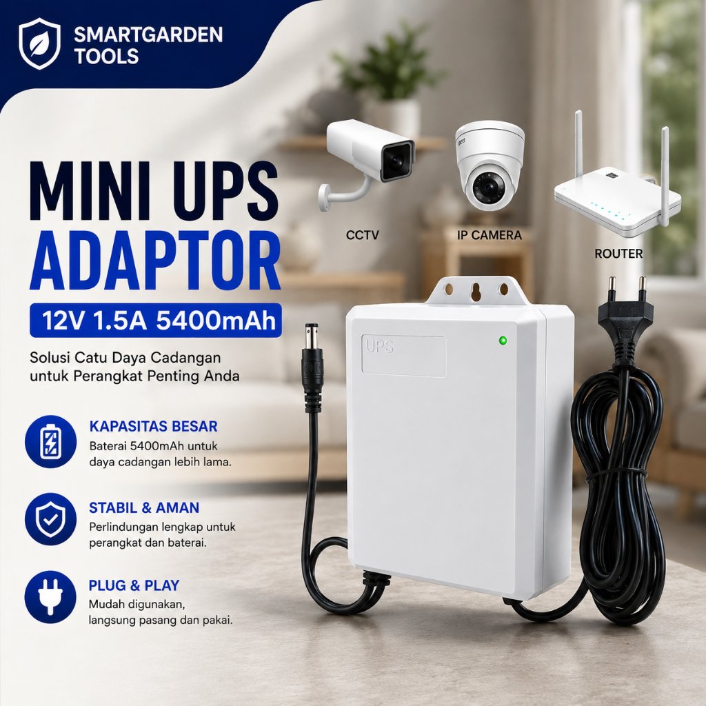 Mini UPS Adaptor 12V 1.5A 5400mAh Backup Router WiFi Modem CCTV Online UPS Anti Mati Listrik