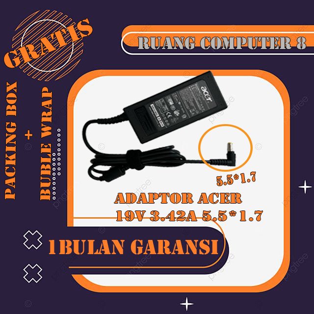 ADAPTOR CHARGER ACER P259 G2 MG P255 MP P249 G2 M 19V-3.42A 5.5mm×1.7mm
