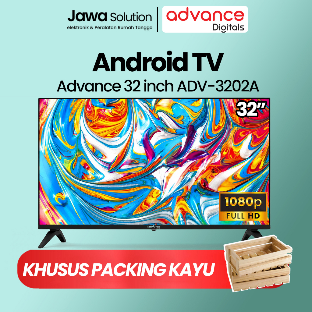 [KHUSUS PACKING KAYU]  Smart TV Advance 32 Inch Android 12 ADV-3202Q QLED Digital DVB-T2 HD Frameles