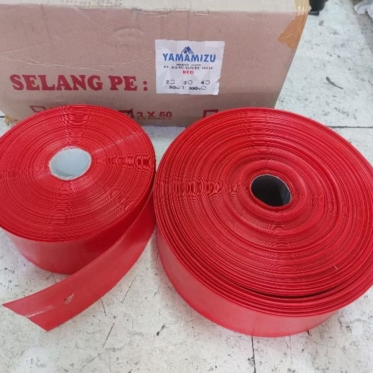 selang plastik irigasi pe 3 inch 50mtr, 100mtr YAMAMIZU/ selang irigasi plastik 3 inch PE YAMAMIZU /