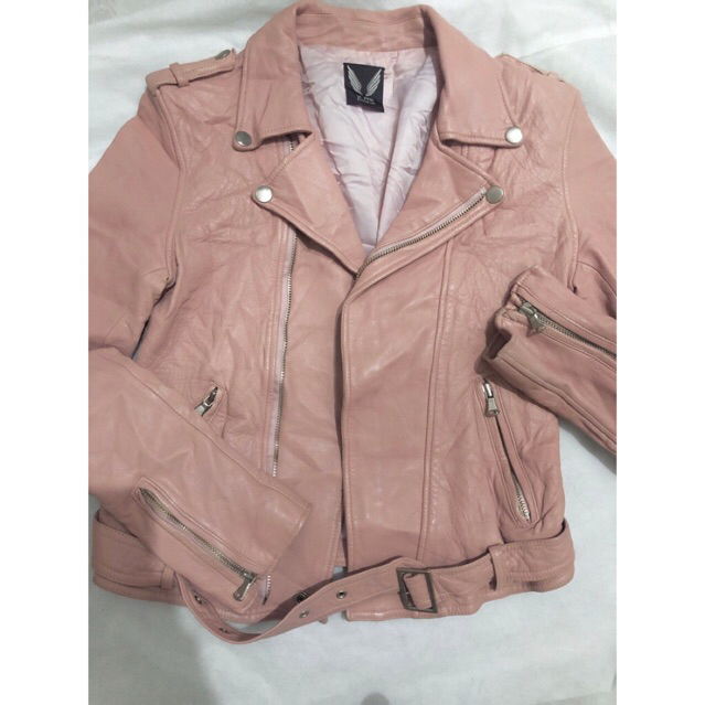 Jaket kulit ramones leather jacket pink