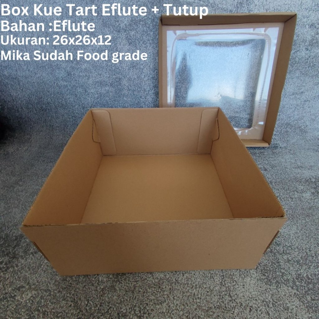 Box Tart Kardus Eflute Coklat Window 26x26x12 Cm Packaging Hampers Kado Gift Aksesoris Olshop Baju C