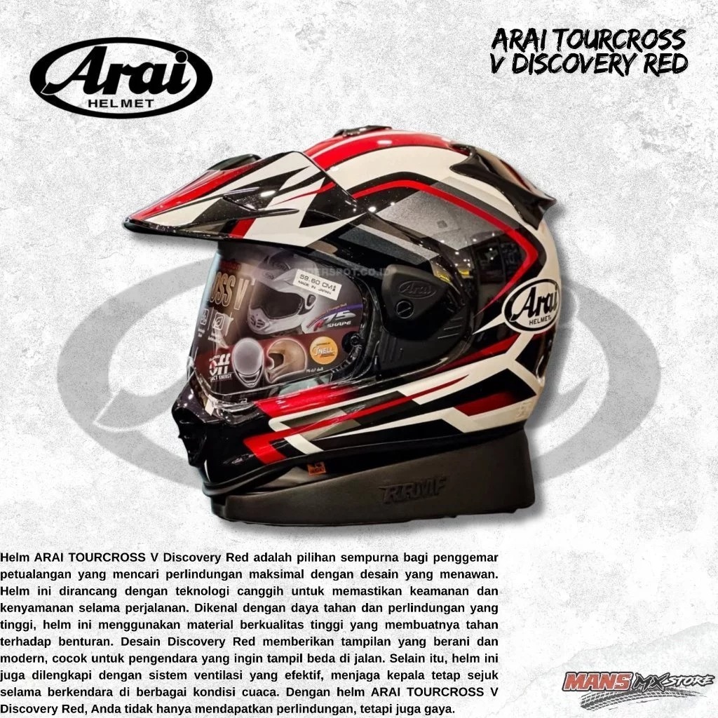 HELM ARAI TOURCROSS V DISCOVERY RED ADVENTURE FULLFACE ORIGINAL HELM ARAI FULL FACE