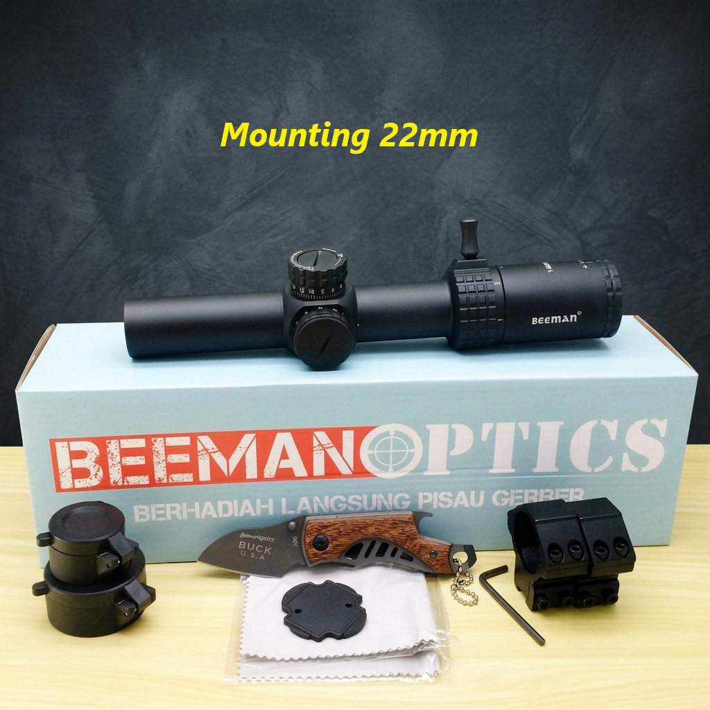 Tele Buntung Beeman Optic Hitam  Mounting Rell 22/ Telescope Beeman 1-6x24 IR Black / Teleskop Buntu