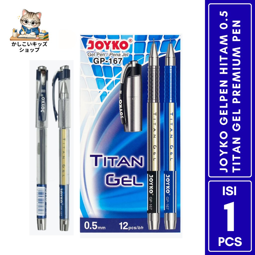Joyko Titan GEL Pulpen Hitam 0.5mm Anti Macet Premium Lembut Dipakai Kemasan Satuan Original