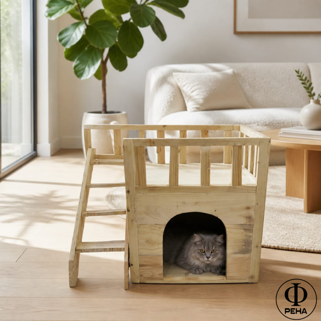Rumah Kucing Kandang Kucing Anjing Tingkat Kayu