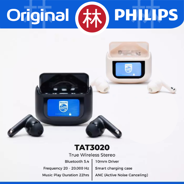 Philips TAT3020 True Wireless Earbuds with Active Noise Canceling ANC BT 5.4 22 Jam