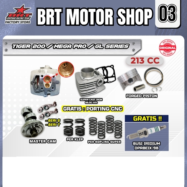 PAKET TOURING SUPER CAST IRON 3 4 5 BRT TIGER 200 MEGA PRO GL SERIES Bore Up 213CC
