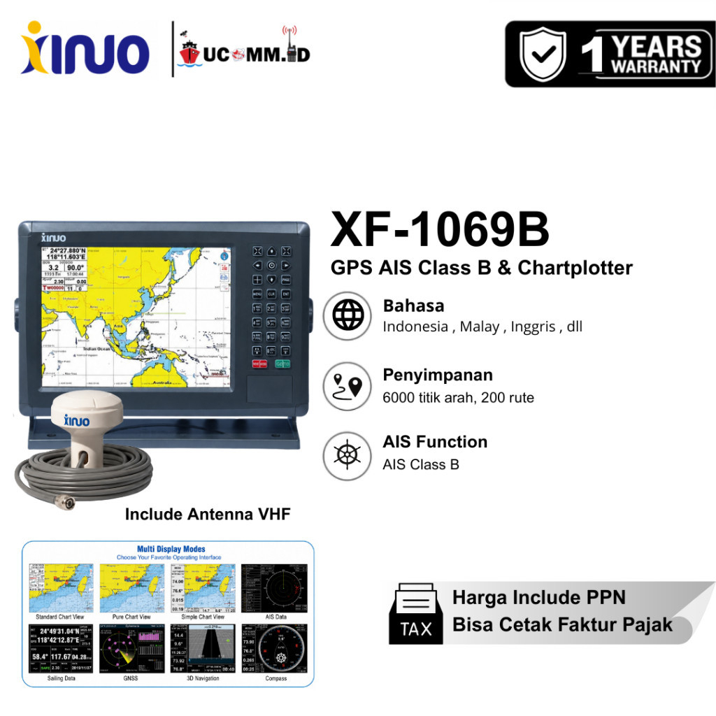 XINUO AIS XF 1069B Class B Complete With Antena GPS Antena VHF Original Garansi Resmi