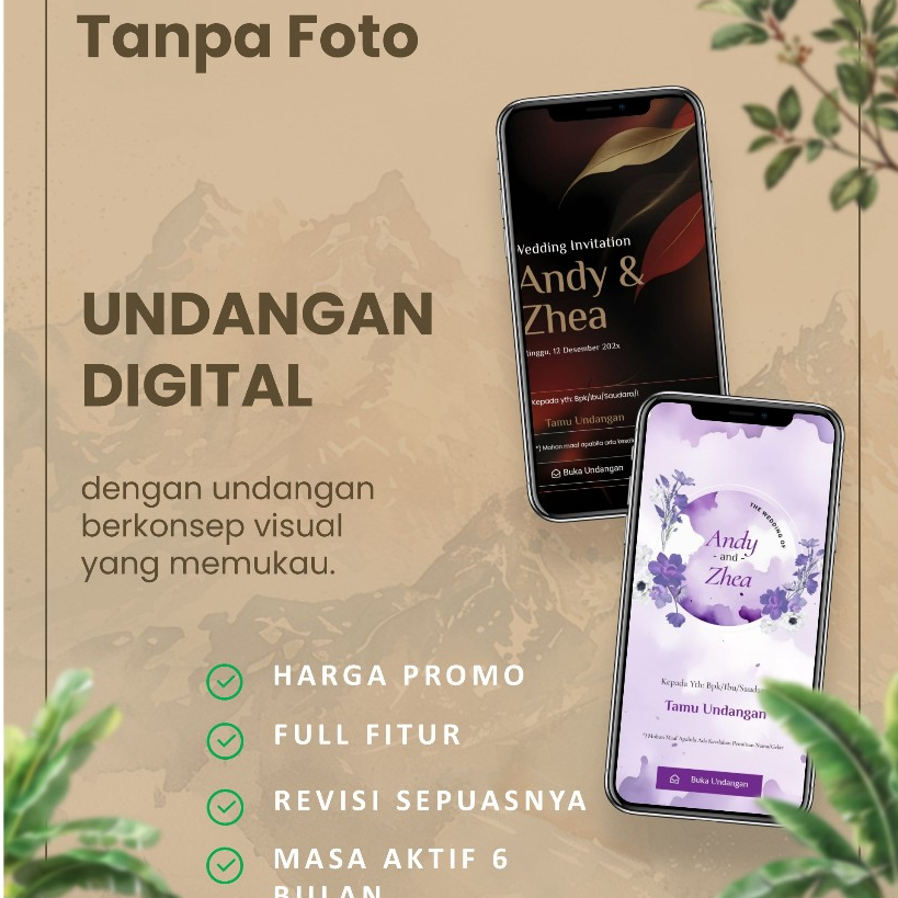 Undangan digital website tanpa foto