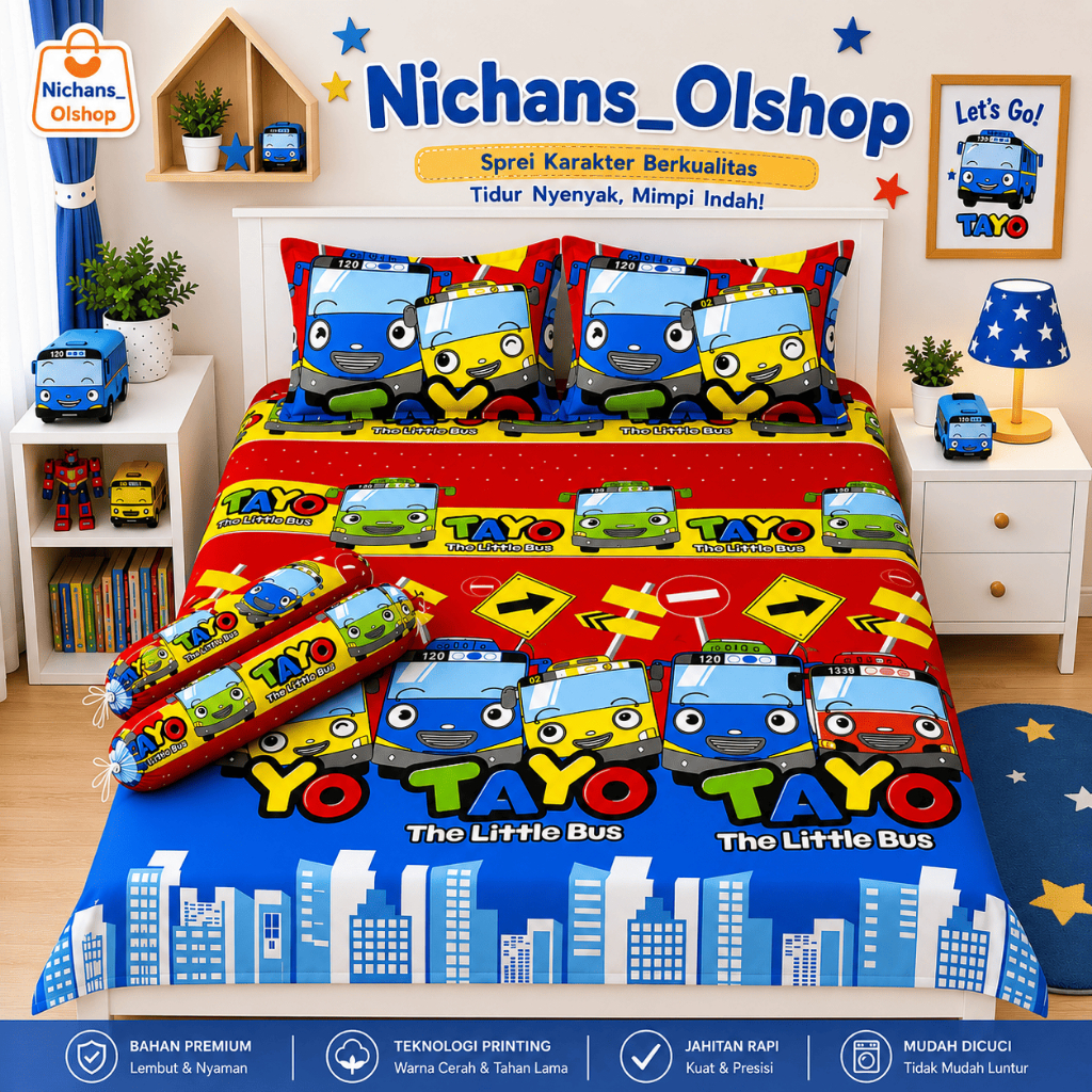 SPREI MOTIF TAYO RED LITTLE BUS // SEPREI ANAK MOTIF TAYO RED
