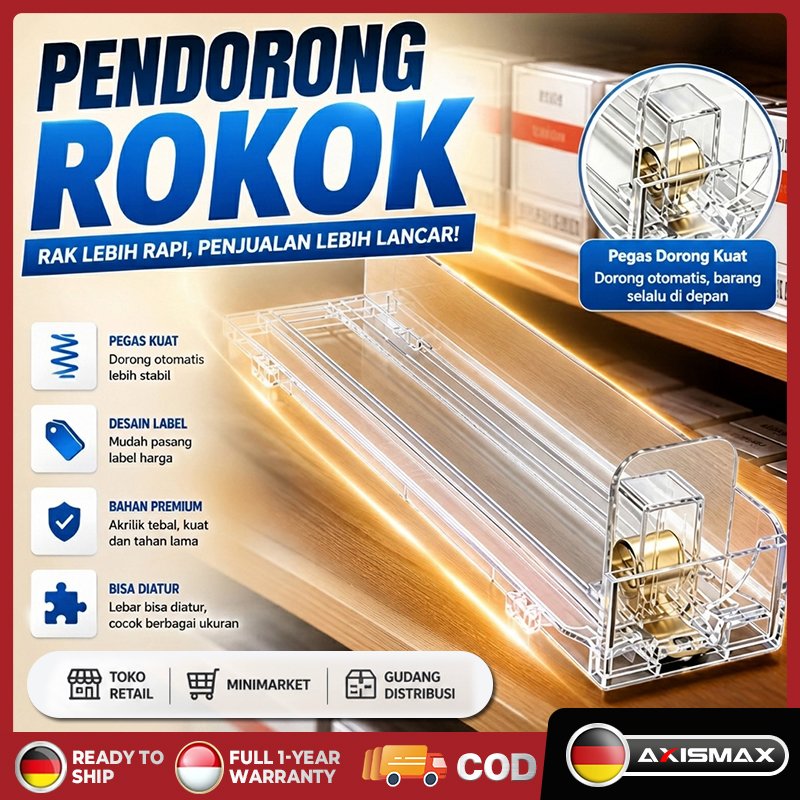 AXISMAX Rak Rokok Acrylic Otomatis 2PCS 28cm Pusher Rokok Display Holder Dengan Sistem Dorongan Otom