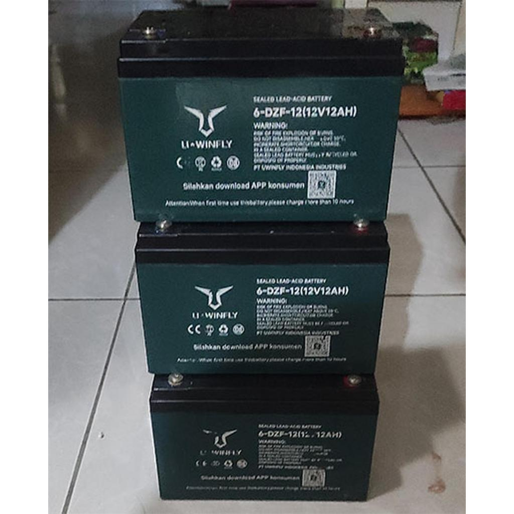 Batere Aki VRLA Sepeda Listrik / Selis Original UWINFLY 12V 12Ah ( Bekas )