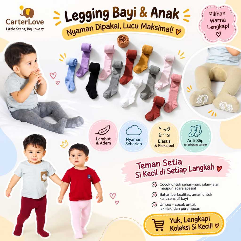 Legging Polos Tutup Kaki Carterlove Cotton Rich platinum / LEGGING POLOS BAYI /LEGGING BAYI (1pcs)