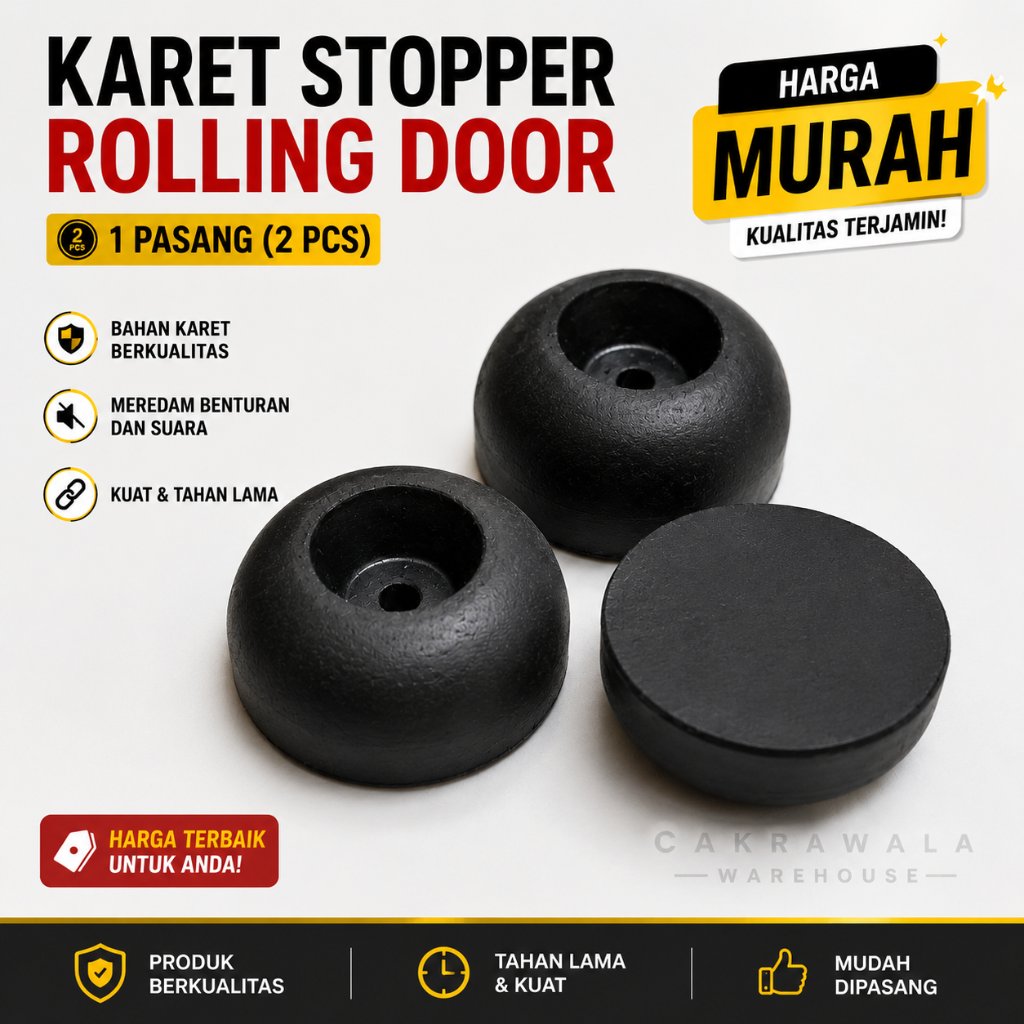 [2 Pcs] Karet Stoper Rolling Door Bulat Hitam - Door Stopper Alumunium Roling Door