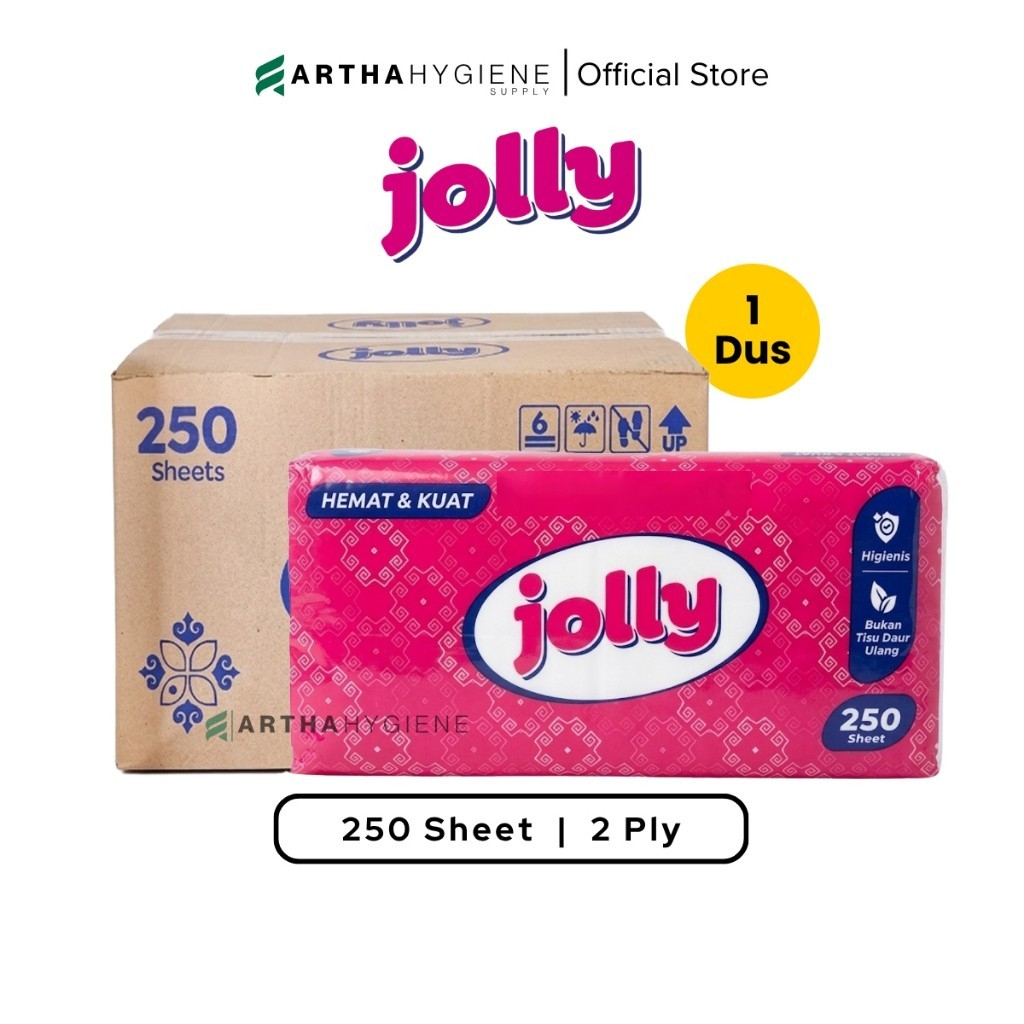 [1 DUS] 48 Pack Tisu Jolly 250 Sheet 2-Ply | Jolly Facial Tissue 250 Sheet 2-Ply