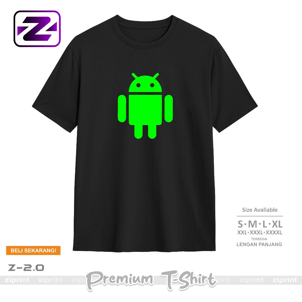 Baju Kaos Android Logo Keren T-Shirt pria wanita kaos Android Gadget