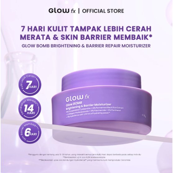 ORI (ED:01JULI2028) GLOW FX Glow BOMB Brightening & Barrier Moisturizer Gel Cream 30g Untuk Kulit Ku