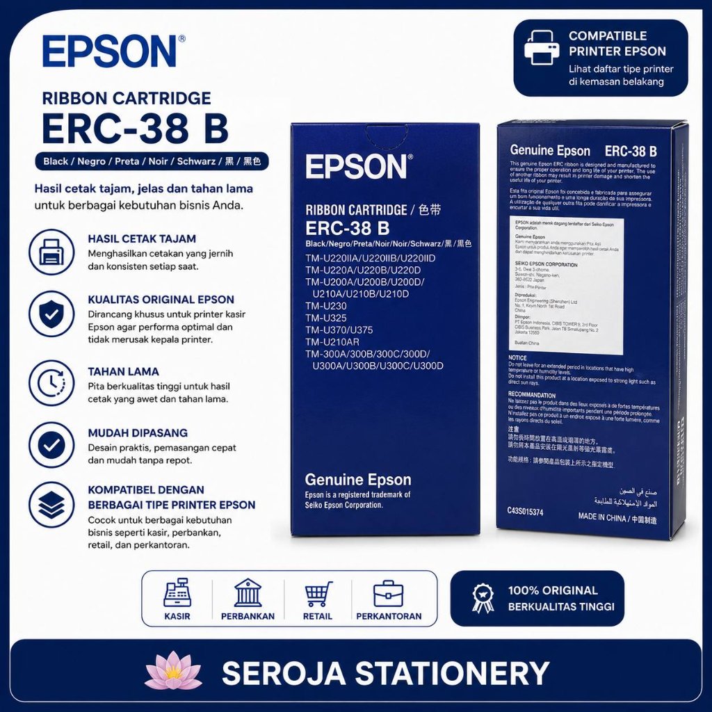 Ribbon Cartridge Pita Tinta Epson ERC 38 B ERC-38B ERC38