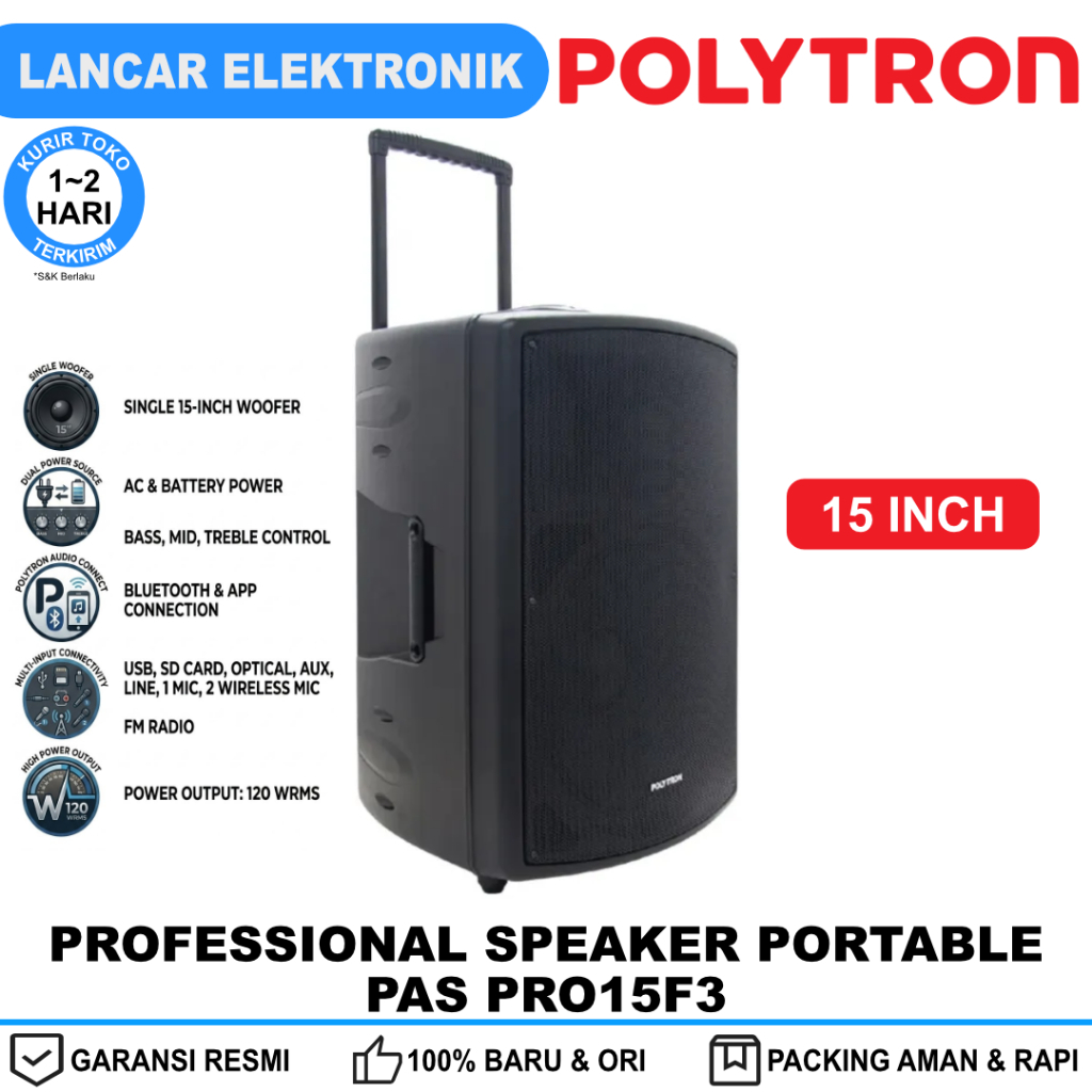 Speaker Professional POLYTRON Bluetooh Karaoke PAS PRO15F3 PAS-PRO15F3