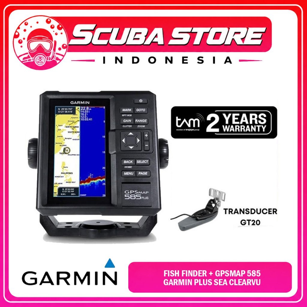 GPSMAP Garmin 585 Plus Sea Clearvu GPS Inc. 585 Plus, GT 20TM & GA38 Fish Finder Marine Maps Include