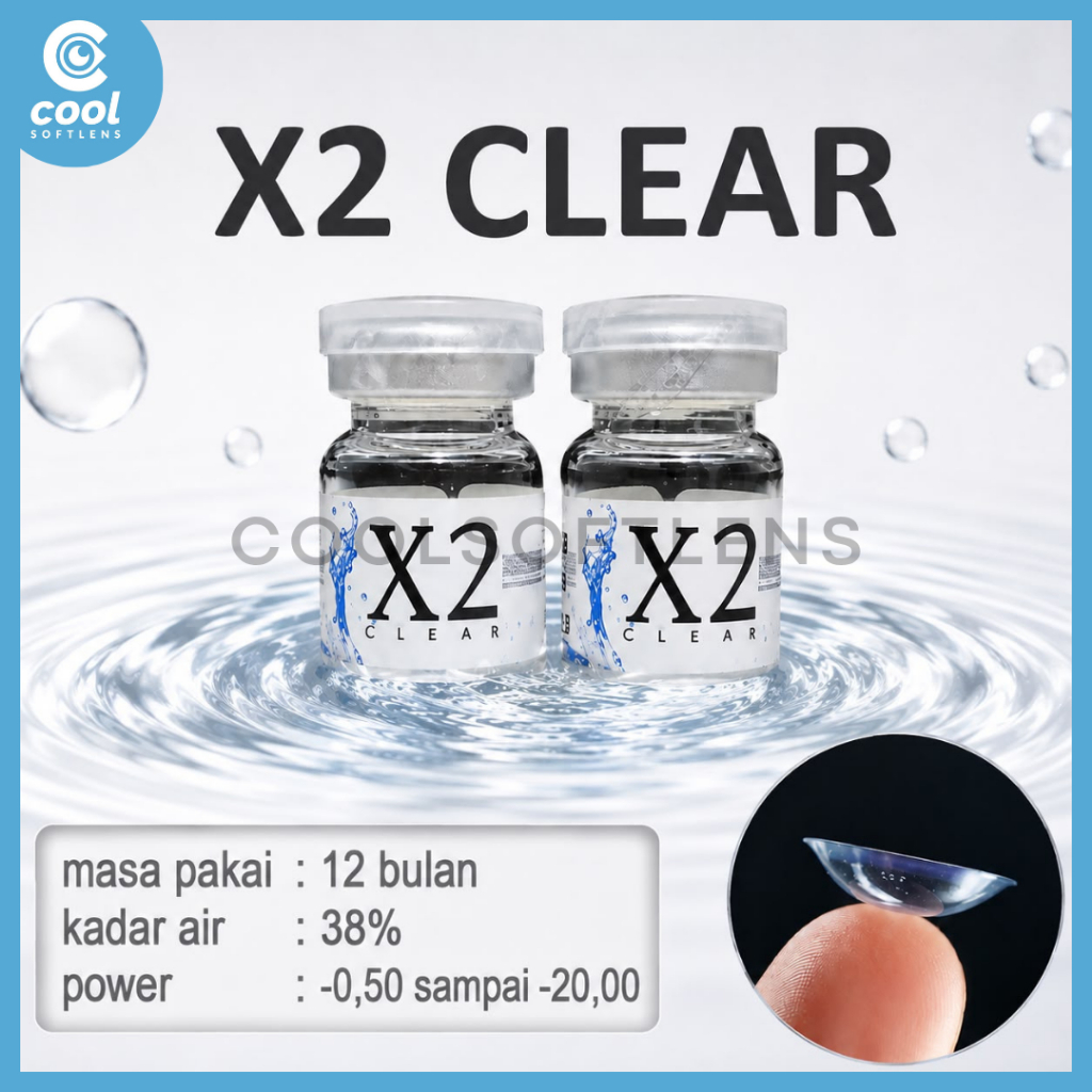 Softlens X2 CLEAR 14 MM Tahunan Minus (-0,50 S/D -20,00) By X2 Exoticon / Soflen X2 Clear / X2 Clear