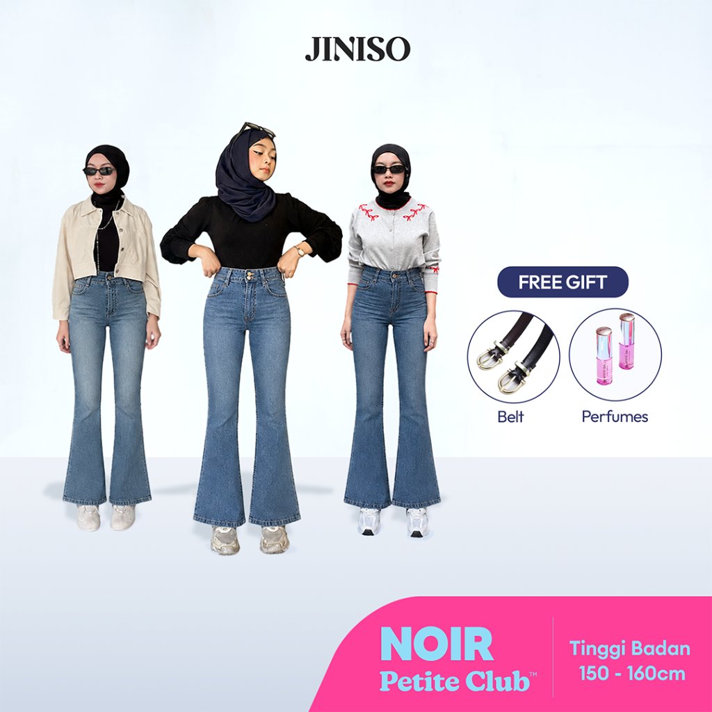 [GRATIS HADIAH] JINISO - Petite Highwaist Stretch Cutbray Jeans Noir
