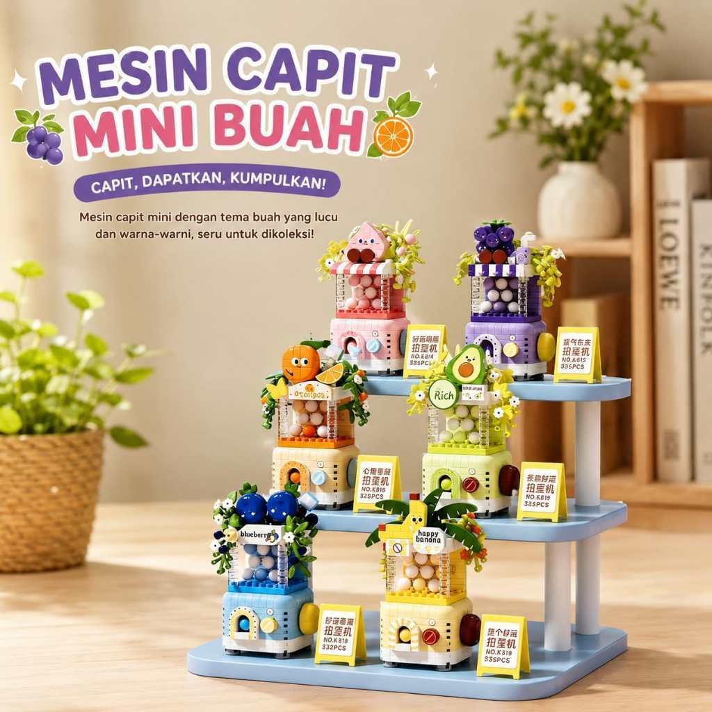 Mekansm Mainan Brick Gacha Fruit Mainan Balok Gacha Buah