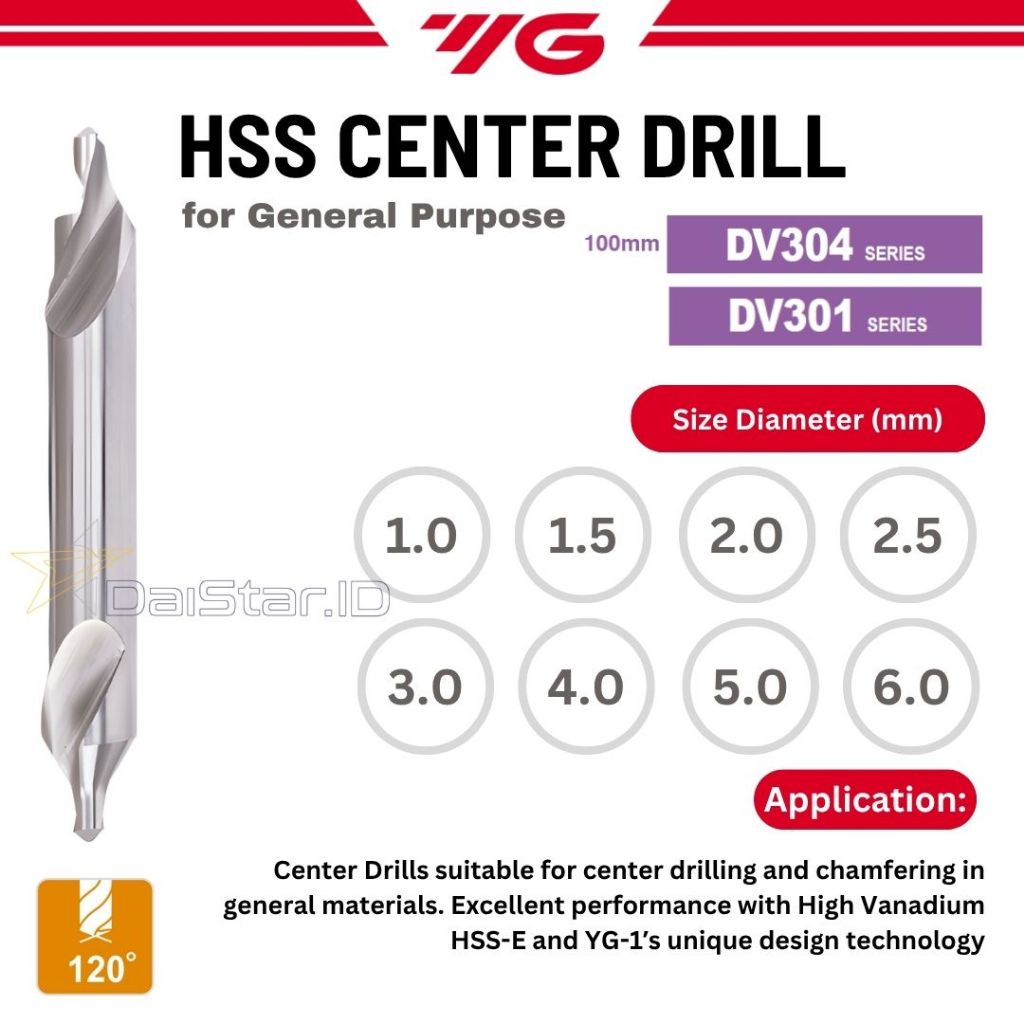 YG-1 Center Drill 1|1.5|2|2.5|3|4|5|6 mm Standart Long 100mm HSS YG-1 Center Bor YG1