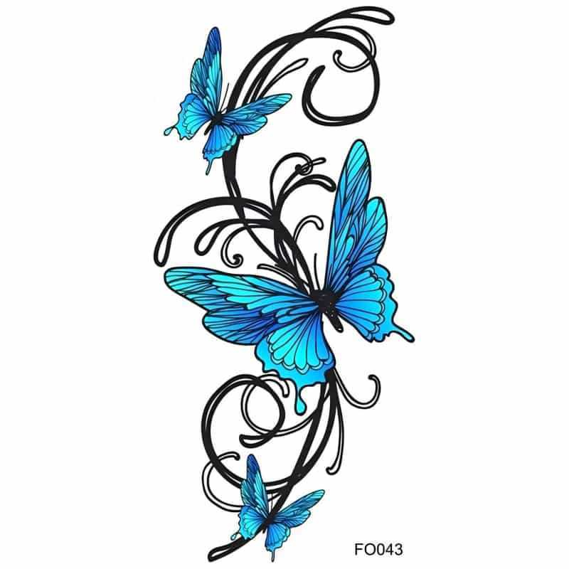 Blue Butterfly Tatto Temporary FO043