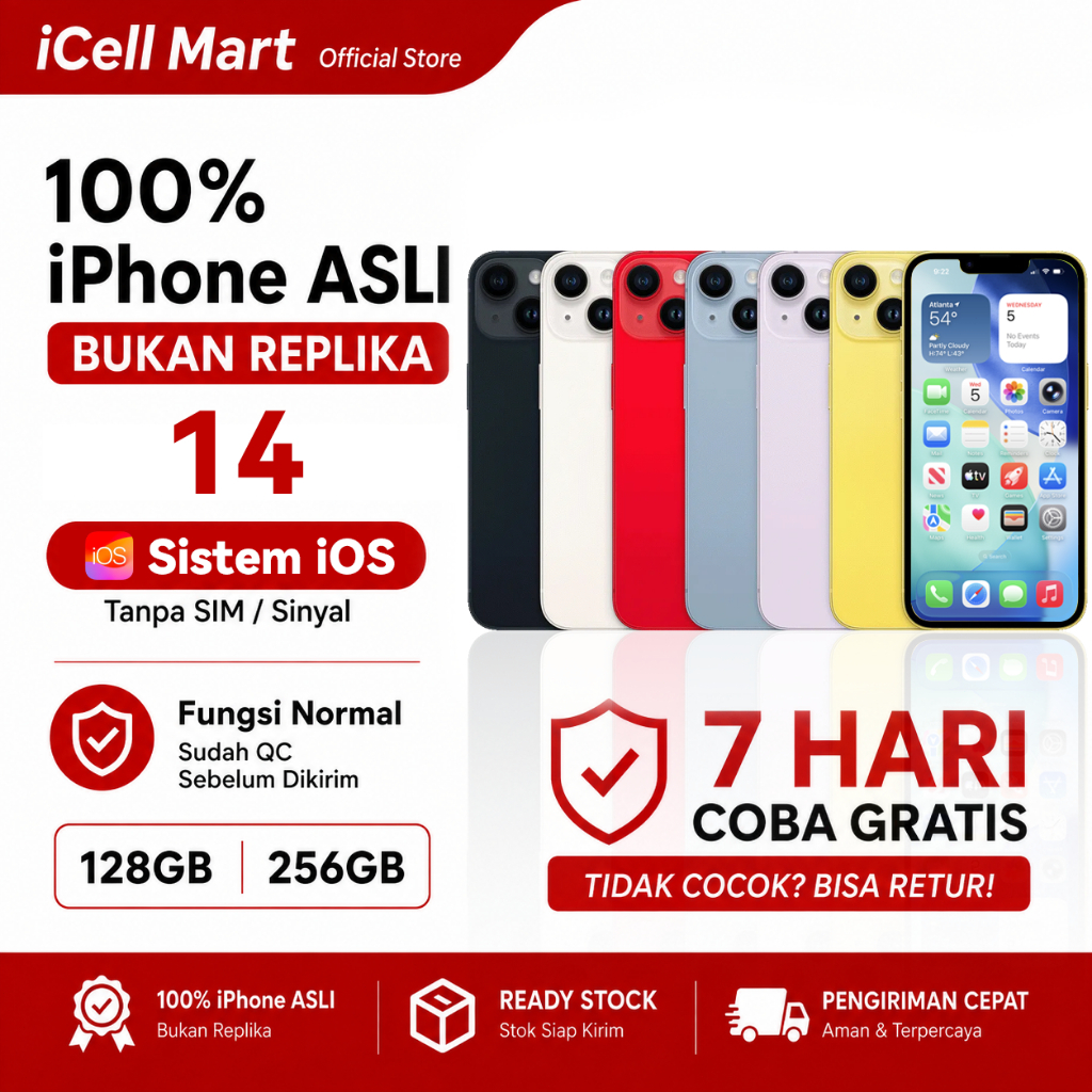 Apple iPhone 14 WiFi Only BYPASS Original Second 128GB 256GB Mulus 99% Garansi 18 Bulan Gratis Coba 
