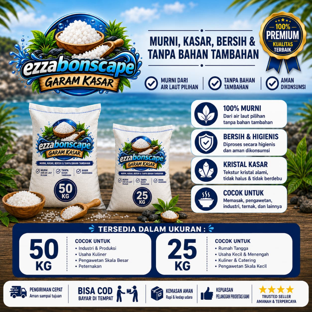 Garam Krosok - Garam Kasar 25 Kg Murni Kasar Bersih Tanpa Bahan Tambahan