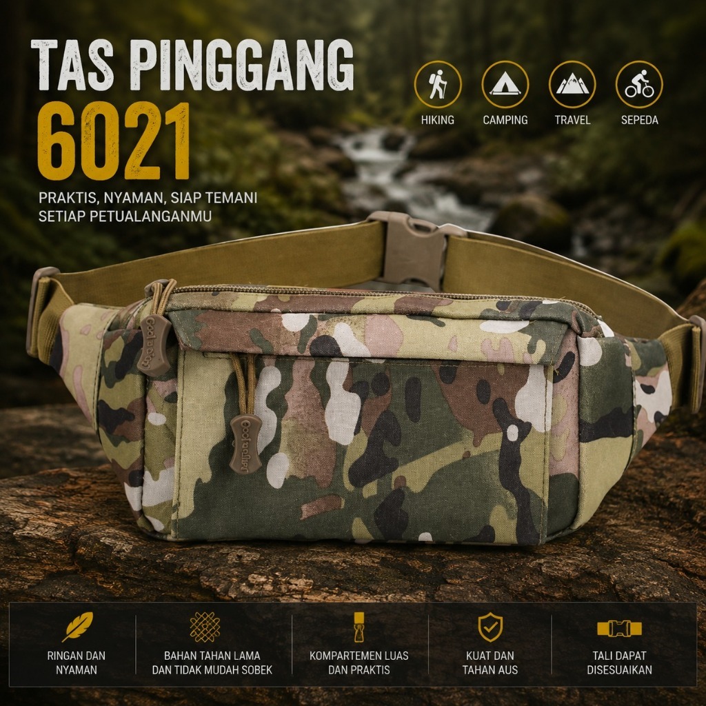 [T.6021] Tas Pinggang Pria Model Terbaru/ Tas Pinggang Pria Tactical/ Tas Selempang Pria/ Tas Model 