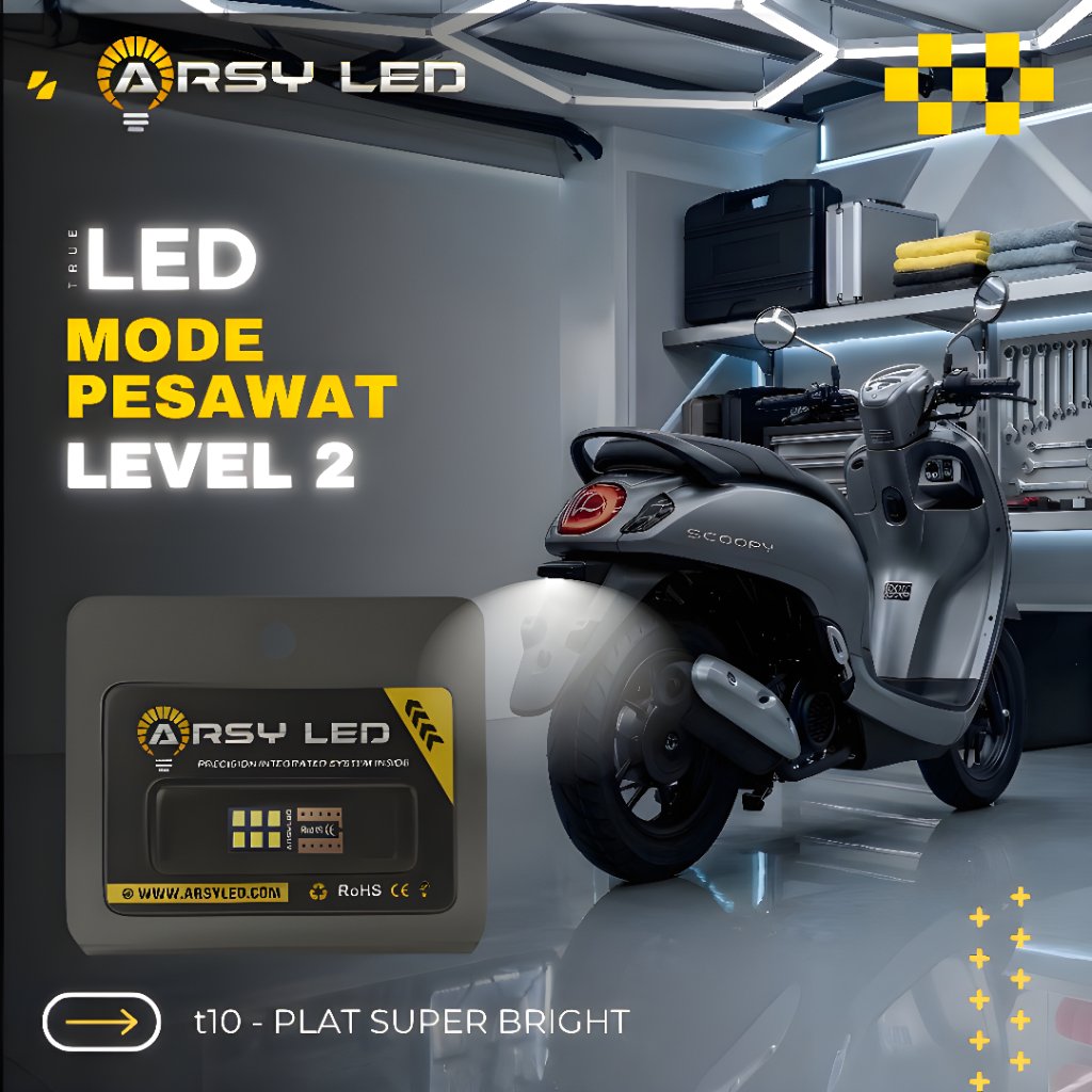 ARSYLED Blitz Mode Pesawat Lampu LED Plat Nomor Motor Honda Scoopy fi Beat fi Super Terang Level 2 6