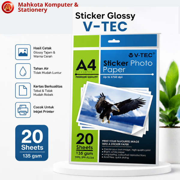Sticker Glossy Photo Paper VTEC - Kertas Sticker Foto VTEC 135gsm